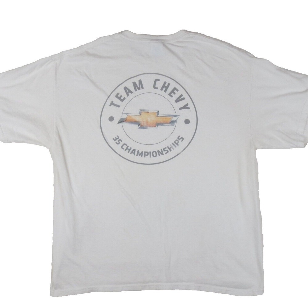 VTG Team Chevy 35 Championships T Shirt Men XL White Short Sleeve Crew Neck Logo